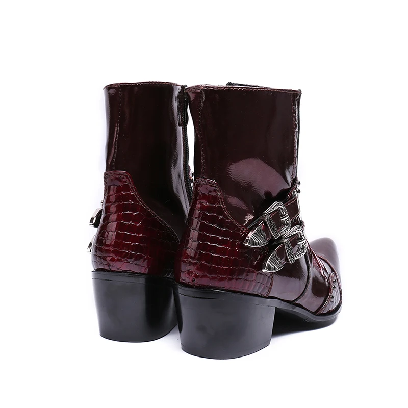 Ботильоны мужские с острым носком байкерские ботинки из натуральной кожи