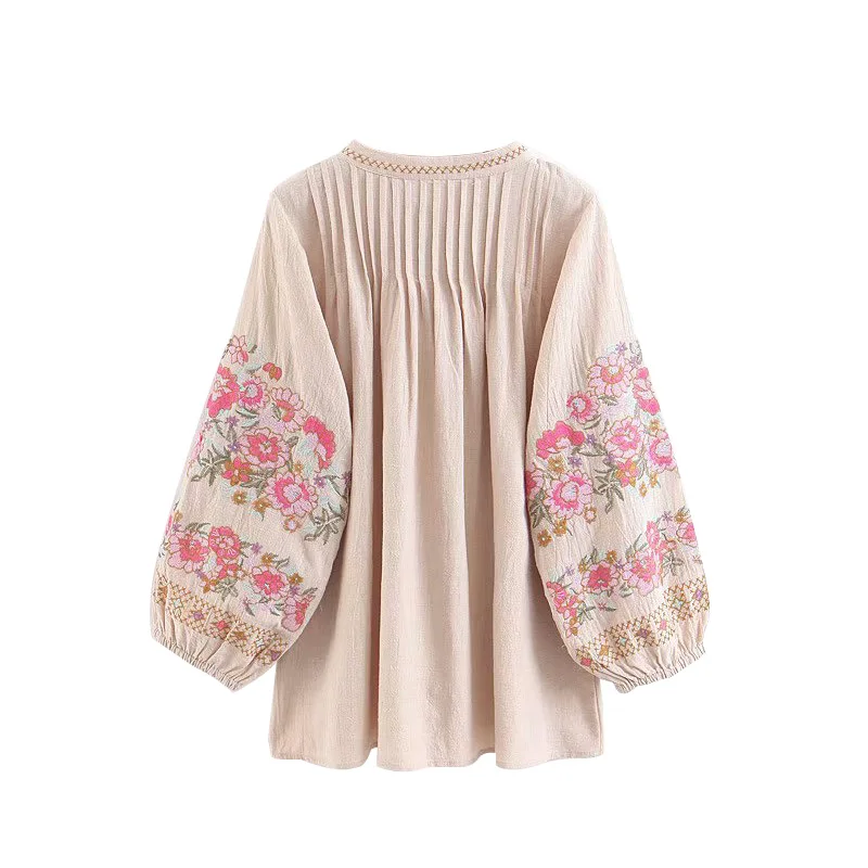 Женские пляжные Топы Boho Chic винтажная блузка с бахромой и цветочной вышивкой