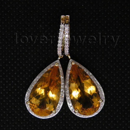 Лучший подарок LOVERJEWELRY желтое золото 14 карат бриллиант 585 чистое груша 10x18 мм