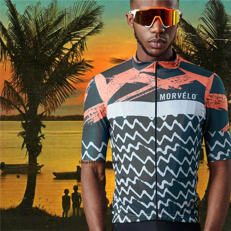 MORVELO AAA Качество мужские велосипедные Джерси и шорты на лямках летние с коротким