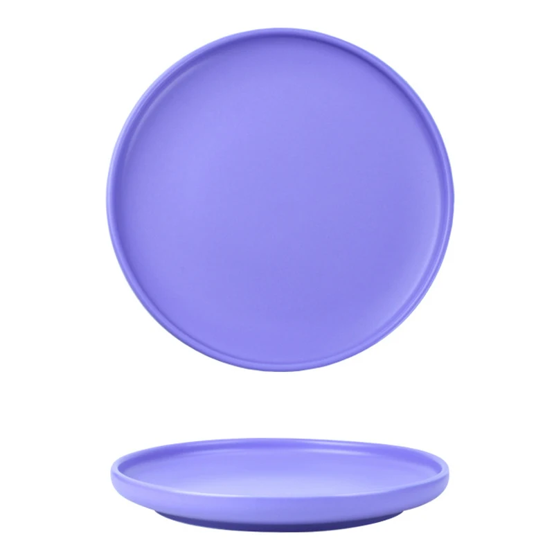 Purple 20x2.5cm Европейский стиль мраморные плиты керамический столовый сервиз фарфоровая десертная тарелка Стейк Салат закуски торт тарелки Посуда - Цвет: Purple 20x2.5cm