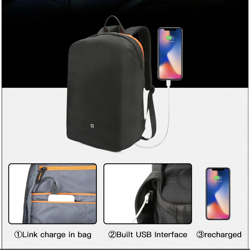 Модный рюкзак мужской портативный Usb для ноутбука студенческий школьная сумка