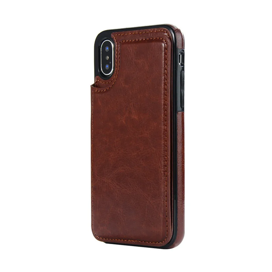 Роскошные Бизнес чехол для телефона из искусственной кожи для iPhone XR XS Max 6 6s 7 8 плюс 5S SE 5 нескольких держателей карт Kickstand чехол-книжка с застежкой