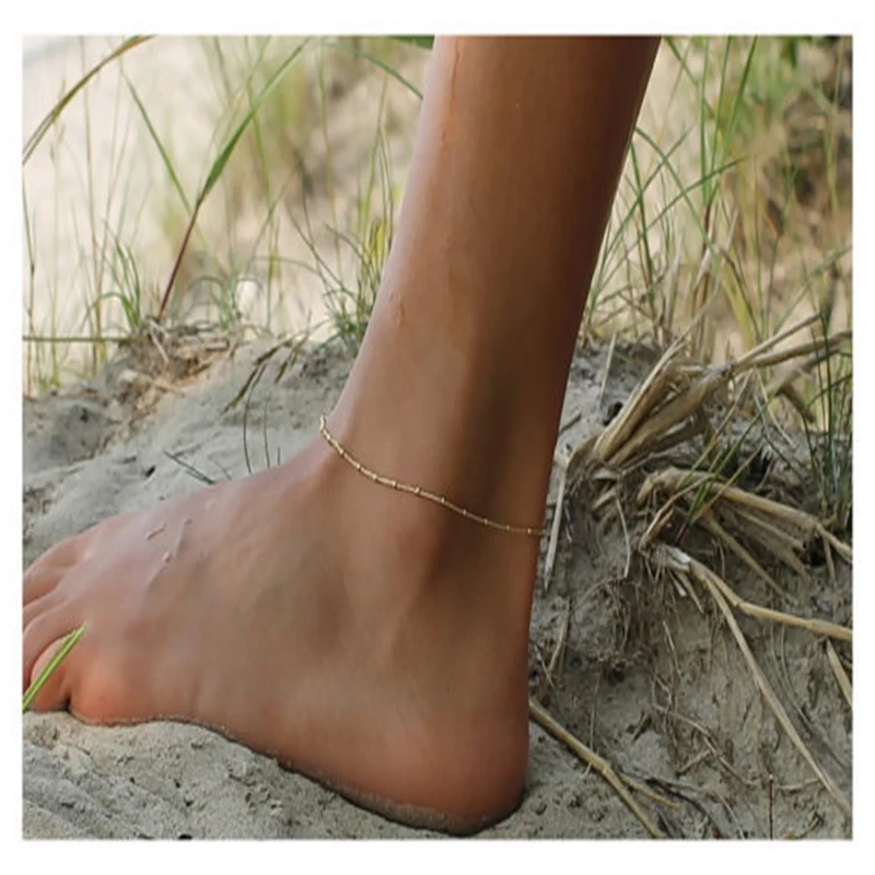 Новый модный золотистый Серебристый браслет цепочка из бисера ножные браслеты