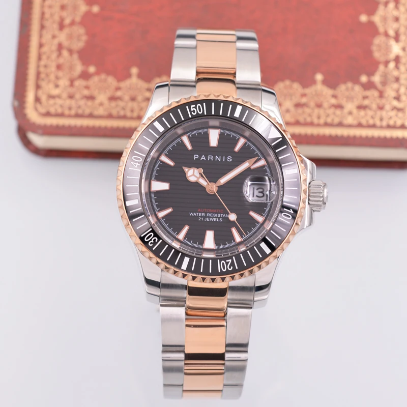 Мужские автоматические механические часы Parnis 40 мм из нержавеющей стали модные
