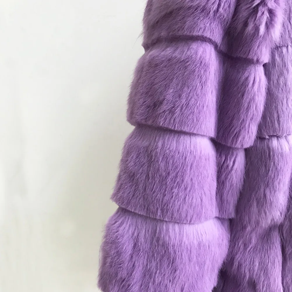 Новинка 2019 стильное модное пальто из натурального кроличьего меха со стоячим