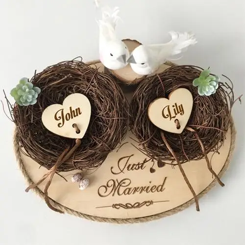 Bird nest ring holde 1 шт Новое креативное уникальное пользовательское имя кольцо в форме гнезда держатель Персонализированные Свадебные предложения обручальное украшение кольцо Подушка - Цвет: Bird nest ring holde