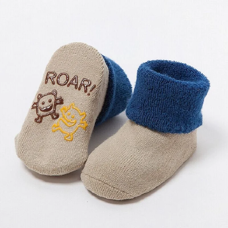 Хлопковые детские носки для маленьких девочек и мальчиков Calcetines Bebe Малыш новорожденный младенец противоскользящие носки-тапочки с резиновой подошвой KF034-1