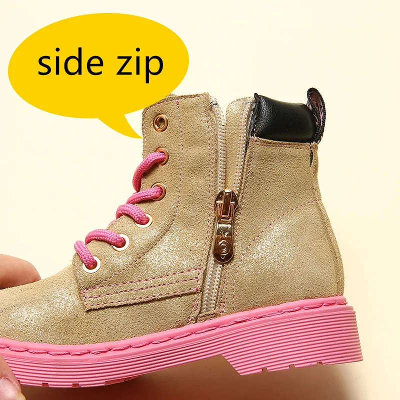 Gamlon детские кожаные сапоги для девочек 2017 Осень Новые Мальчики Британская мода