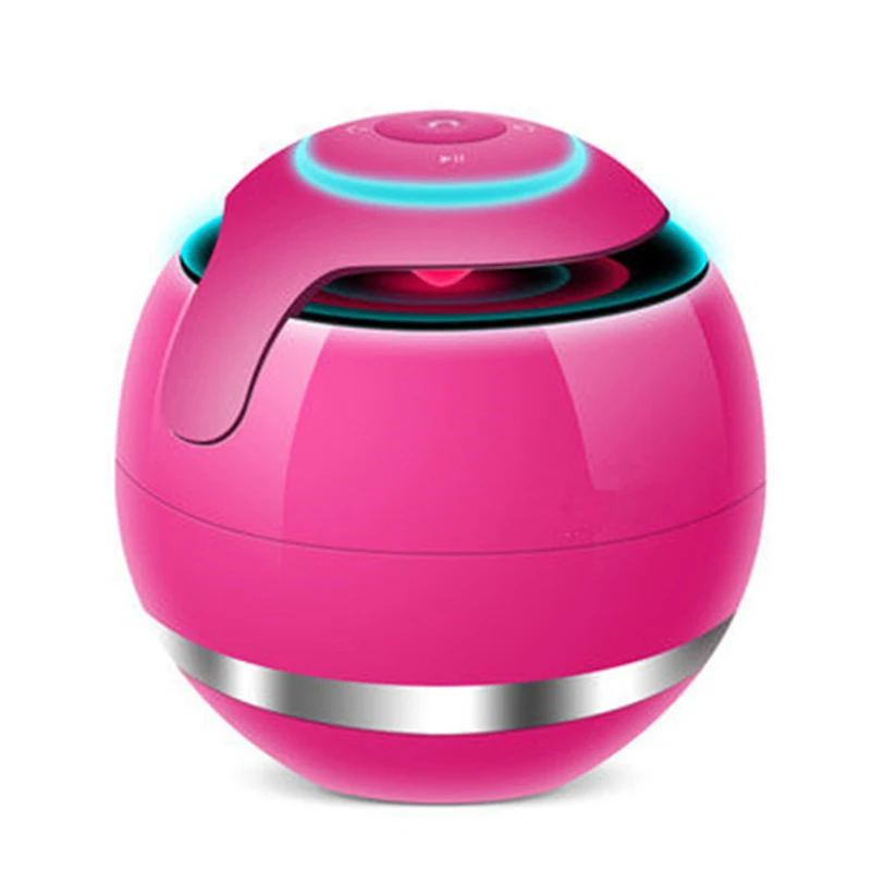 Pink Круглый светодиодный мини беспроводной Bluetooth динамик TF USB портативный музыкальный громкий динамик s ручной звонок для iPhone 6 телефона ПК с микрофоном - Цвет: Pink