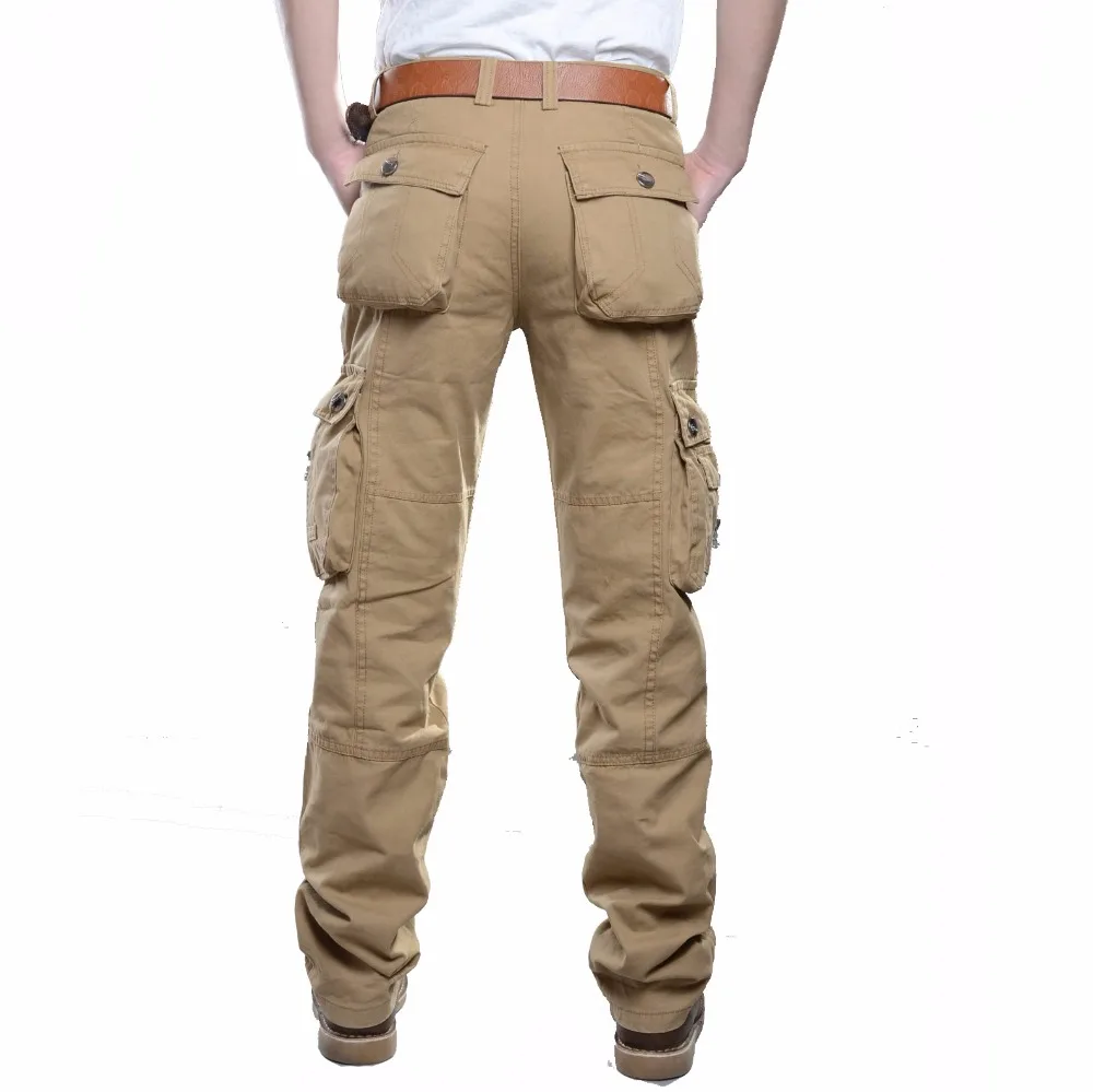 ZOOB MILEY Plus Size Men's Cargo Pants Casual Trousers Multi Pocket Overalls Loose Fit 100%Cotton Not Include the Belt | Мужская