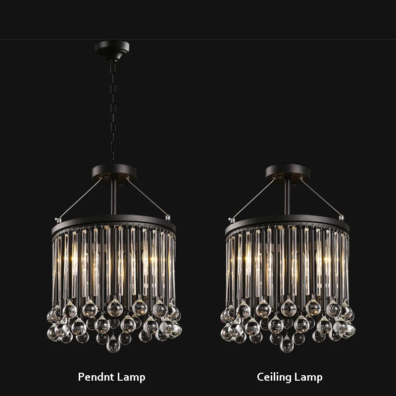 저렴한 모던 클래식 블랙 메탈 천장 조명 PL665, 빗방울 크리스탈 음영, 거실, 침실, 바, 복도, 발코니 조명 구매 모던 클래식 블랙 메탈 천장 조명 PL665, 빗방울 크리스탈 음영, 거실, 침실, 바, 복도, 발코니 조명