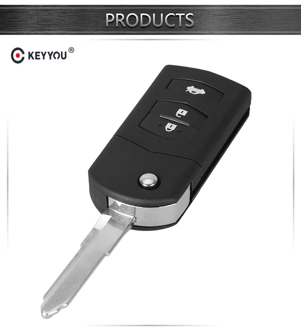 KEYYOU 10X3 кнопка дистанционного Складной флип-чехол для ключей брелок для MAZDA 2 3 5 6 RX8 MX5