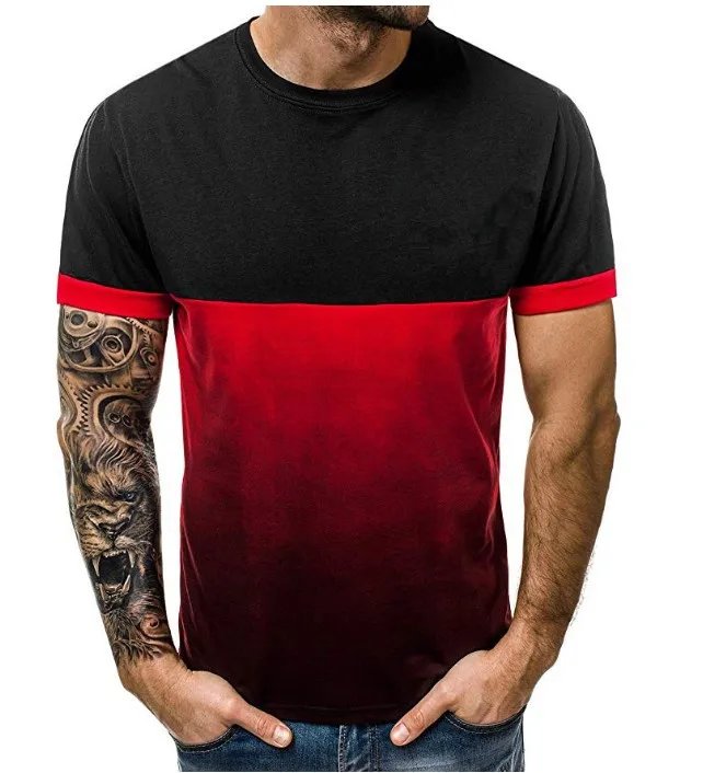 

T-shirt men's gradient color short-sleeved denim muscle basic solid color shirt T-shirt shirt casual T-shirt men