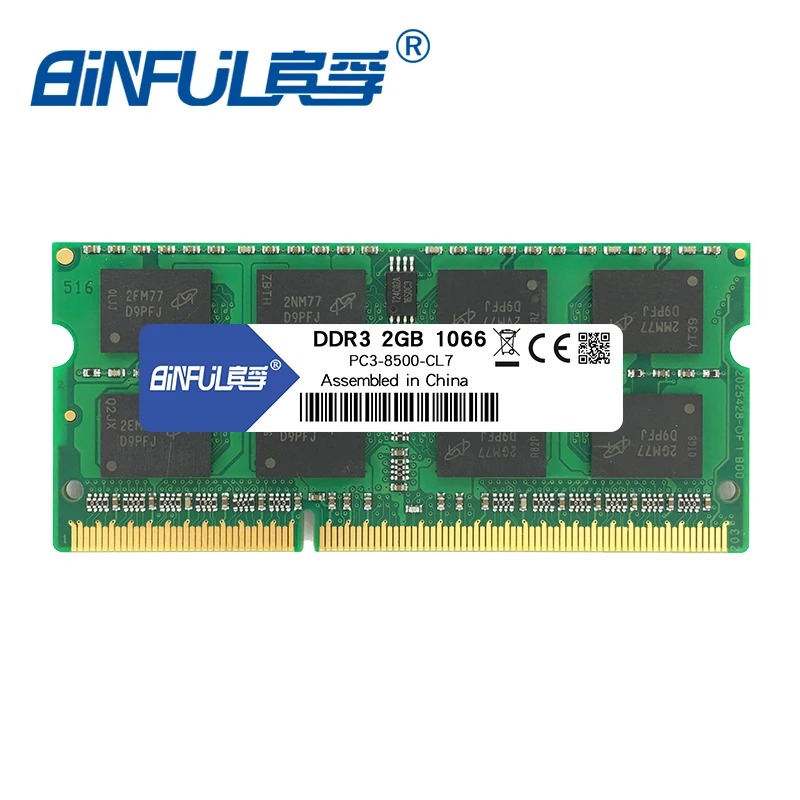 BINFUL новый бренд DDR3 2 Гб 1066 МГц память для ноутбука ОЗУ 204PIN SODIMM|2gb 1066mhz|ddr3 2gblaptop memory |