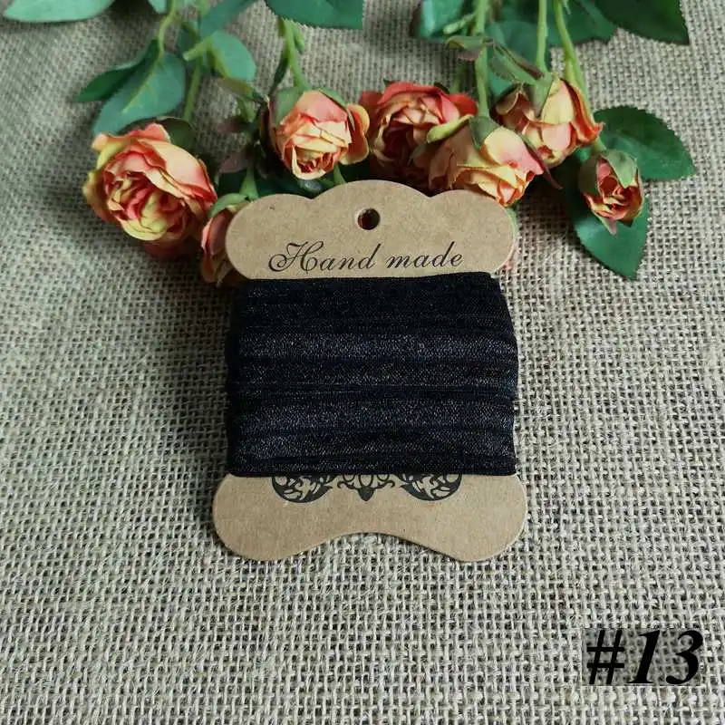 No13 5 ярдов/партия, 5/8 дюйма, 15 мм, одноцветная дешевая блестящая складывающаяся эластичная повязка из спандекса, Детская повязка для волос, повязка на голову, ленты, кружево отделка Шитье - Цвет: No13