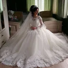 Винтажное мусульманское свадебное платье Vestido De Noiva 2020, кружевное бальное платье с длинным рукавом, свадебные платья