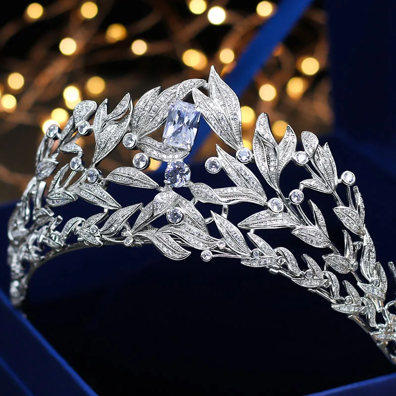 SLBRIDAL, винтажная, с зазубриной, с прозрачным кубическим цирконием, свадебная тиара, CZ, для невесты, королевы, принцессы, торжественные, королевские, вечерние, корона, Женские Ювелирные изделия