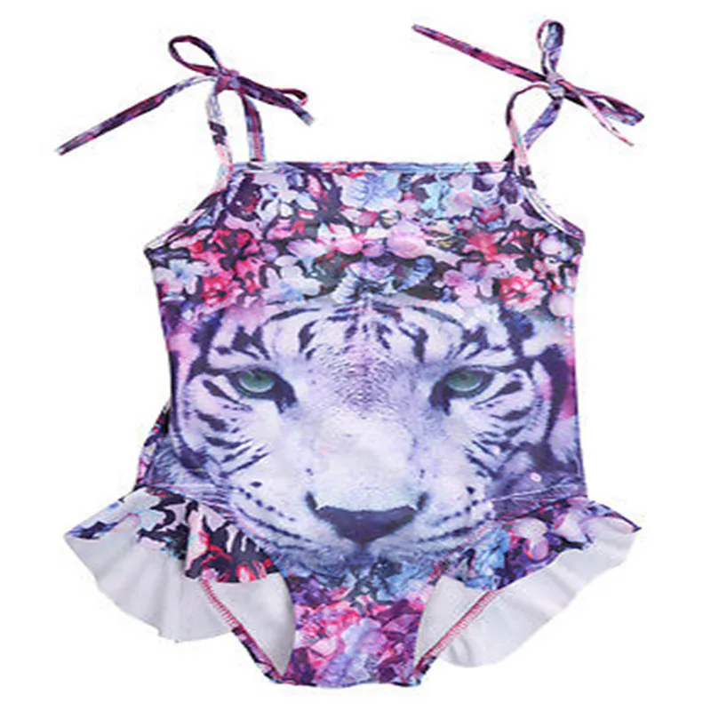 2016 сексуальные детские милые тигровые танкини для девочек Купальники Цельный