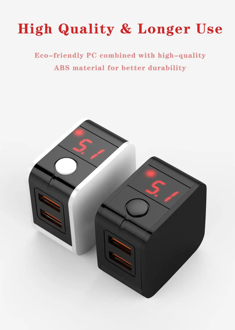 Светодиодный дисплей 2 USB зарядное устройство универсальное USB ЗУ для мобильного телефона быстрое зарядное устройство для iPhone samsung Xiaomi huawei 2.4A
