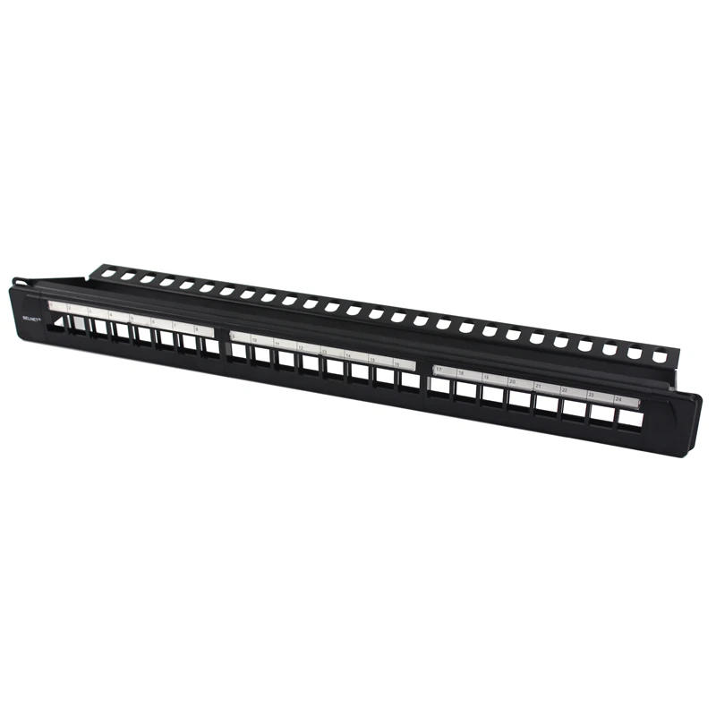 19&quot1U Blank 24 Port Patch Panel UTP Metal Rack Mount Distribution Frame RJ45 Network Cable Adapter Computer CAT6 5 Keystone Jack |
