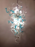 new design turquoise blue and white led hand blown glass chandelier chandelier