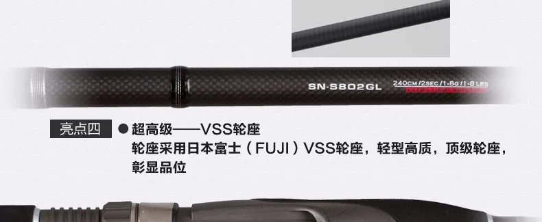 KAWA новое производство SN-S802GL удочка, Fuji сиденье колеса, 3 секции, океанская Удочка приманки, weever rod, 2,4 м