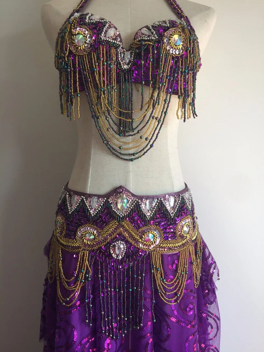 Bellydance oriental Belly Indian gypsy dance dancing costume costumes clothes bra belt chain scarf ring skirt dress set suit 292 |