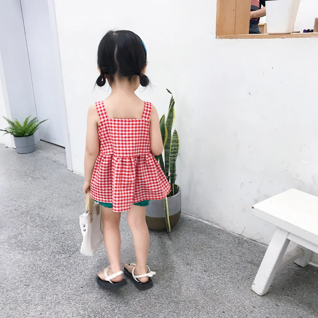 Новые детские комплекты для маленьких девочек однотонные шорты без рукавов на