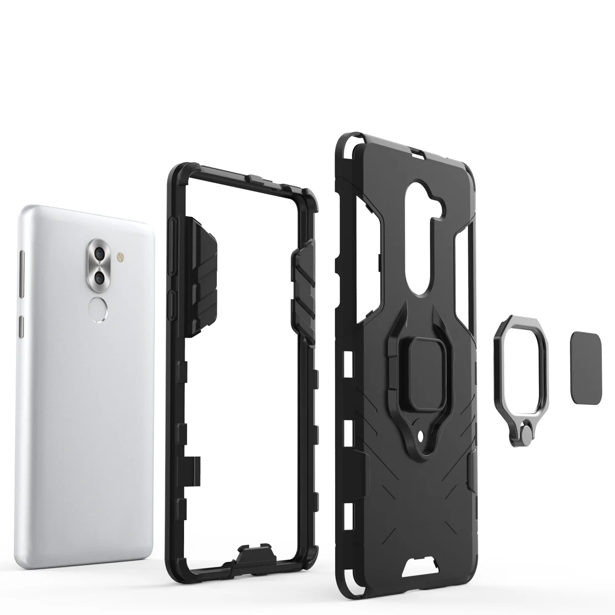 WolfRule Huawei Honor 6X чехол TPU Жесткий ПК GR5 2017 Чехол держатель кольца подставка Магнитный
