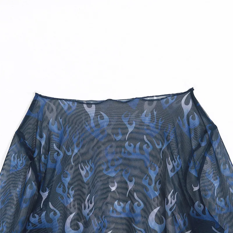 TryMeOn сексуальный кружевной кроп набор для женщин с длинным рукавом печати сетки