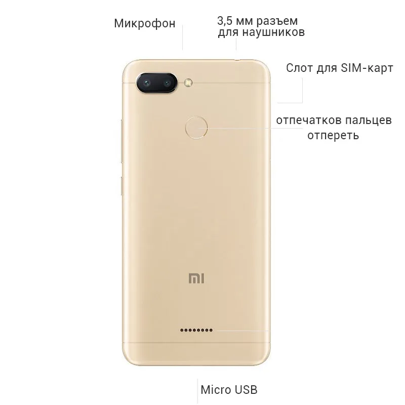 Xiaomi Redmi 6 смартфон с восьмиядерным процессором Helio P22 ОЗУ 3 ГБ ПЗУ 32 12 Мп + 5 МП - Фото №1