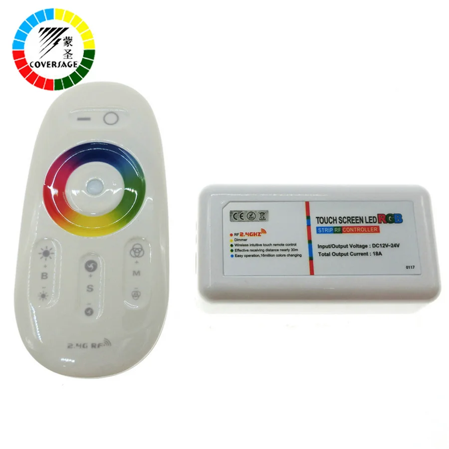 

Coversage 2.4G LED RGB Controller DC12-24V Touch Screen RF Remote Control for RGB LED Strip Bulb Downlight 3528 5050 RGB