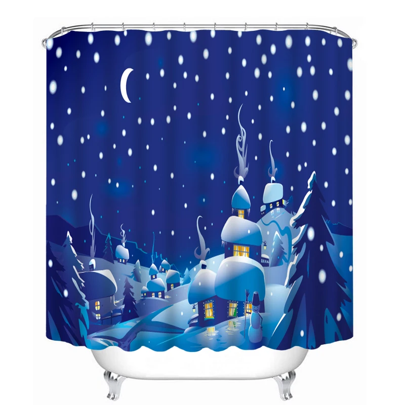 

Snowy scenery Pattern 3D Shower Curtain Polyester Fabric Waterproof Shower Curtain Eco-Friendly Bathroom Curtain Home