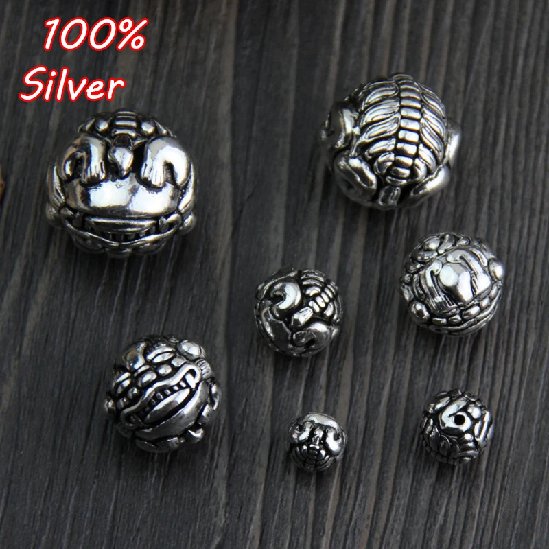 

S925 Thai silver DIY sterling silver Color jewelry lucky brave troops bead bracelet beads