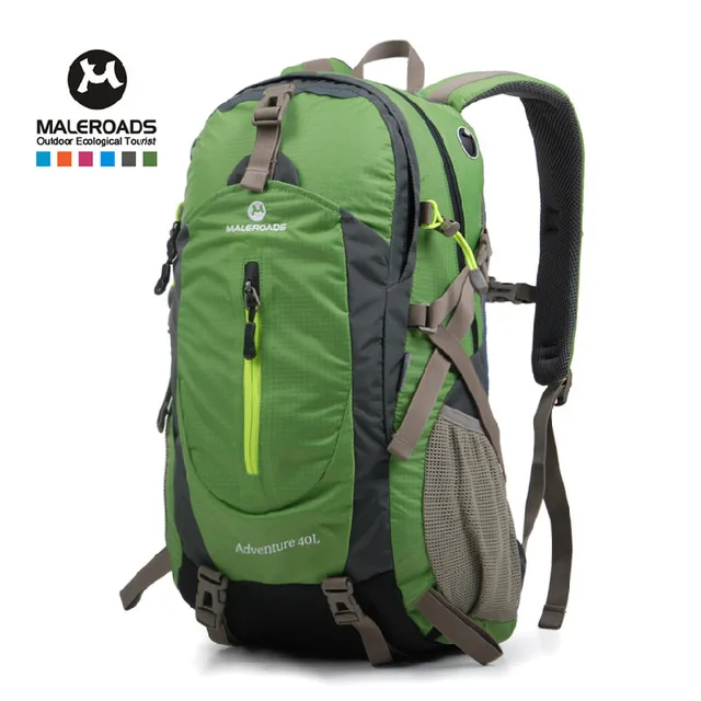 Green Maleroads 40L рюкзаки для альпинизма, походные рюкзаки, водонепроницаемые спортивные рюкзаки с дождевиком, дышащие спортивные сумки - Цвет: Green