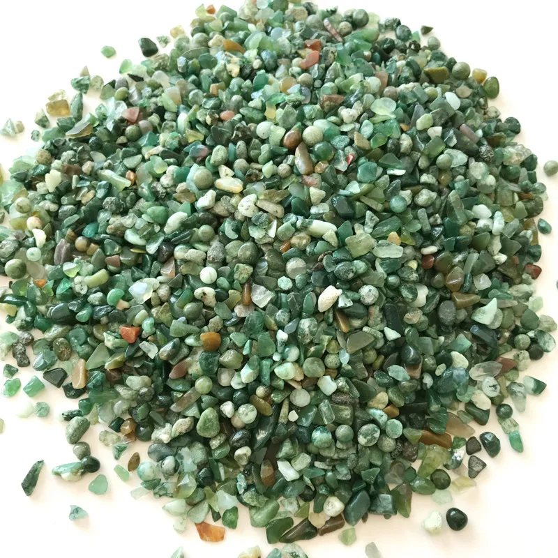 Оптовая продажа акватический Агат оригинальный зеленый камень кристалл гравий