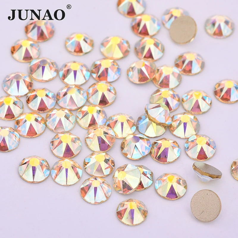 JUNAO SS20 хрустальные стразы для украшения ногтей круглые с плоским основанием