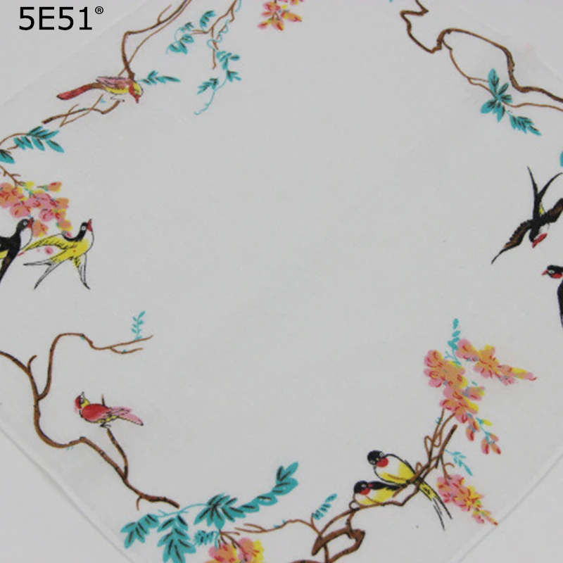 Женский хлопковый носовой платок 100%/с принтом бабочки и птицы 28 см/много