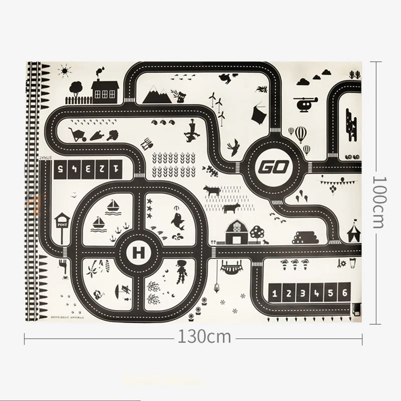 130x100CM Mat 130*100 см детские игровые коврики, детские мягкие коврики для ползания, автомобильные дорожки, обучение по головоломкам, игрушка в скандинавском стиле, декор для комнаты, напольный ковер - Цвет: 130x100CM Mat
