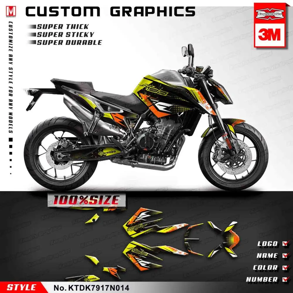 KUNGFU GRAPHICS Vehicle Decor Moto Sticker Kit Custom Decal Set for KTM DUKE 790 DUKE790 Style no. KTDK7917N014 - Цвет: No seat cowl decal