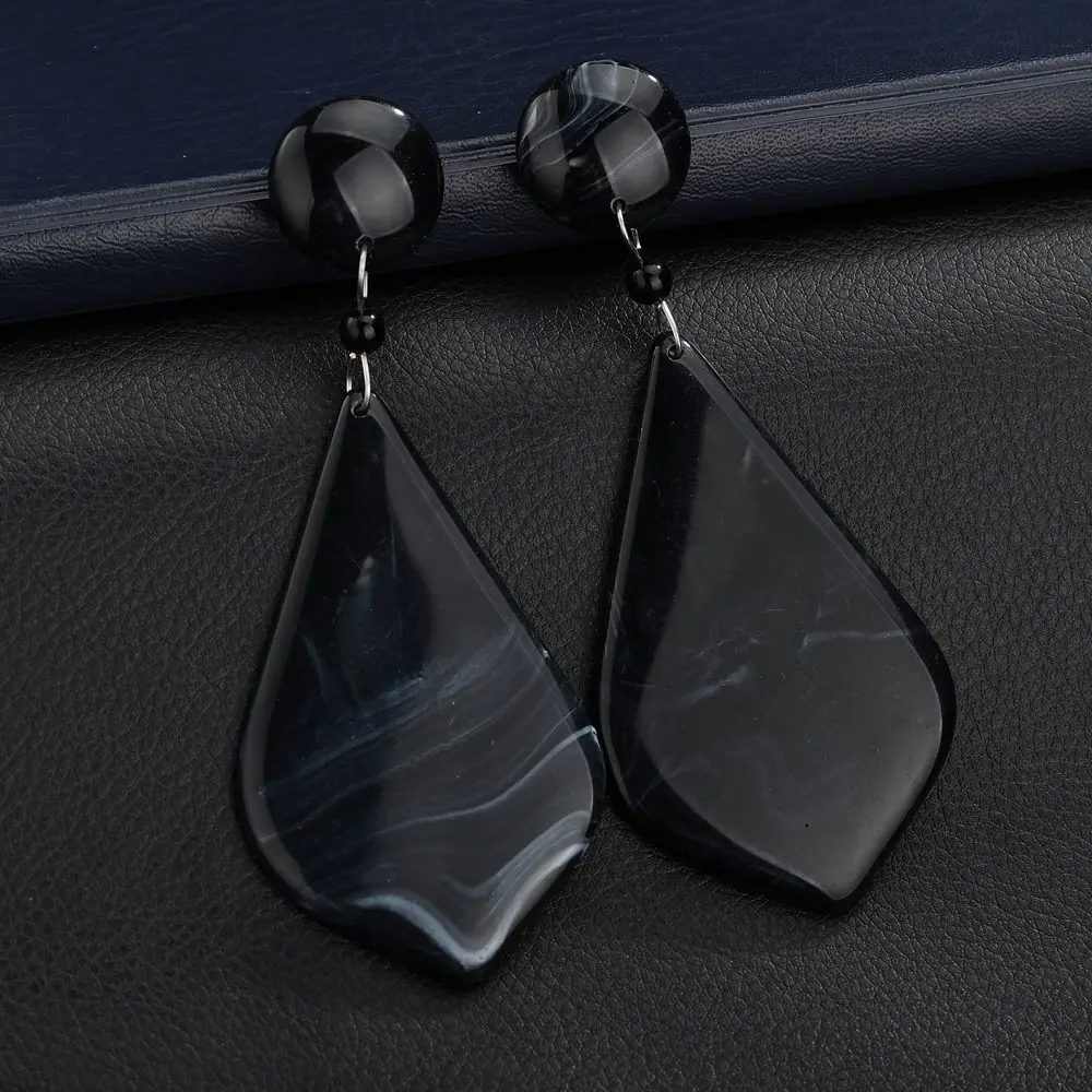 Black KMVEXO, синие, красные геометрические серьги из смолы для женщин, модные ювелирные украшения, вечерние серьги, Горячие аксессуары, этнический подарок - Окраска металла: Black