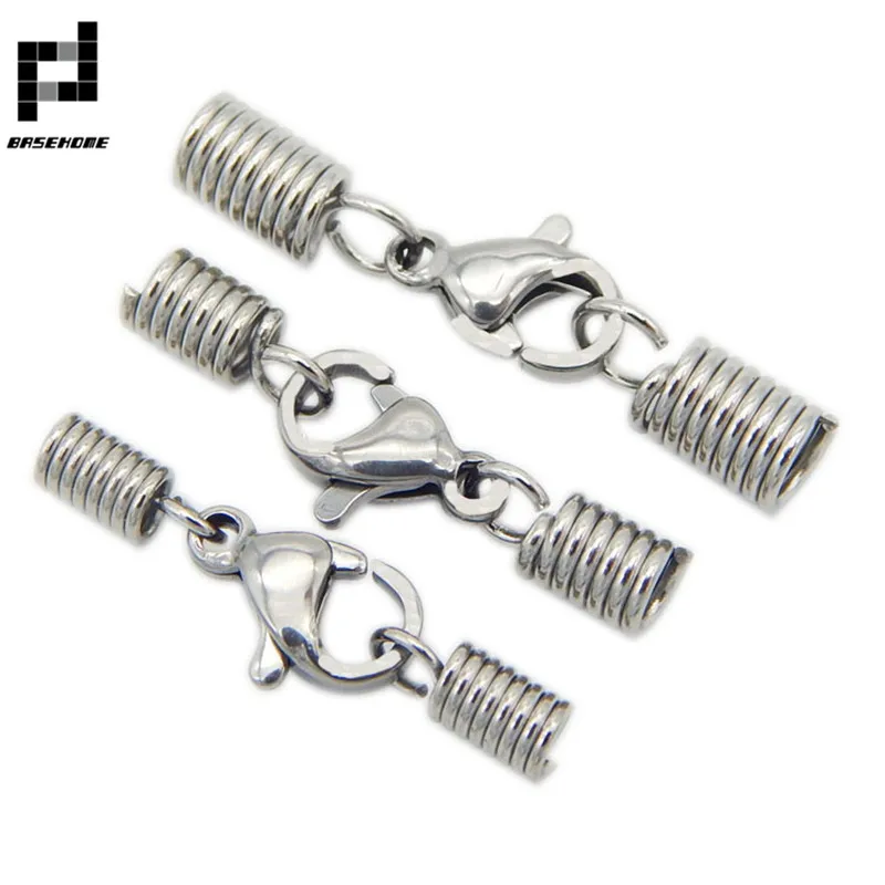 BASEHOME 10pcs/lot Stainless Steel End Caps Hook Claps Fastener Clasps Fit Cord Clips DIY Leather Bracelet Connector | Украшения и