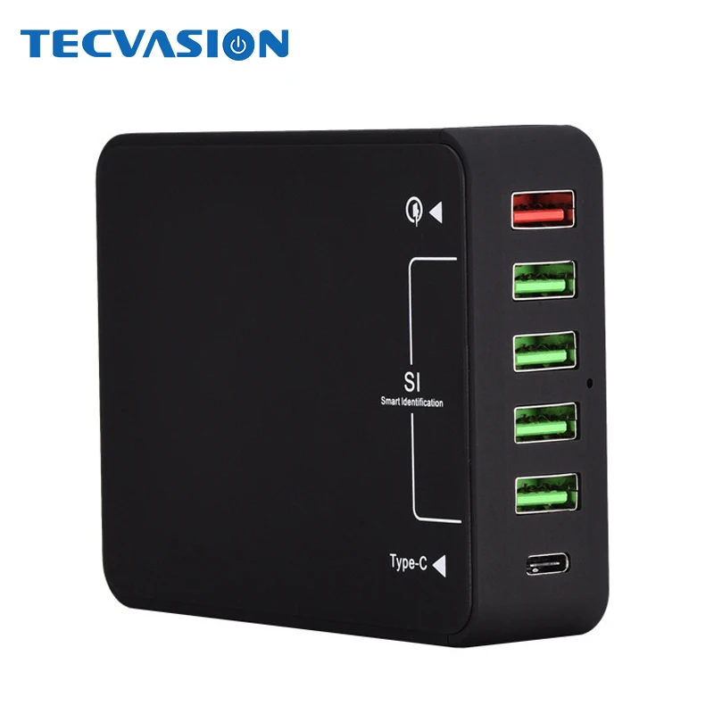 6 портов быстрой зарядки QC 3 0 быстрое зарядное устройство USB Тип C настольное для