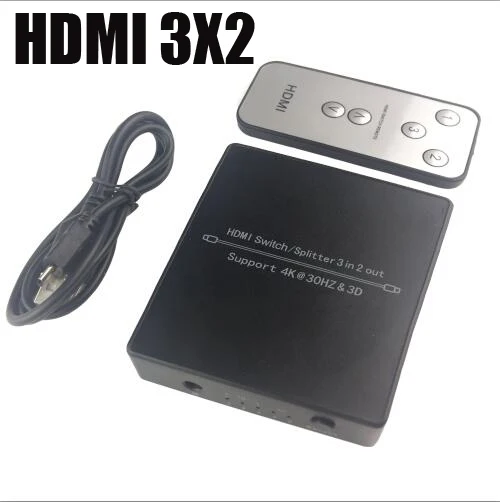 3X2 w usb cable 2x4 HDMI сплиттер 1.4b переключатель матричный аудио видео конвертер адаптер поддерживает 3D 1080p 4K 2X2,2X8,3X2 - Цвет: 3X2 w usb cable