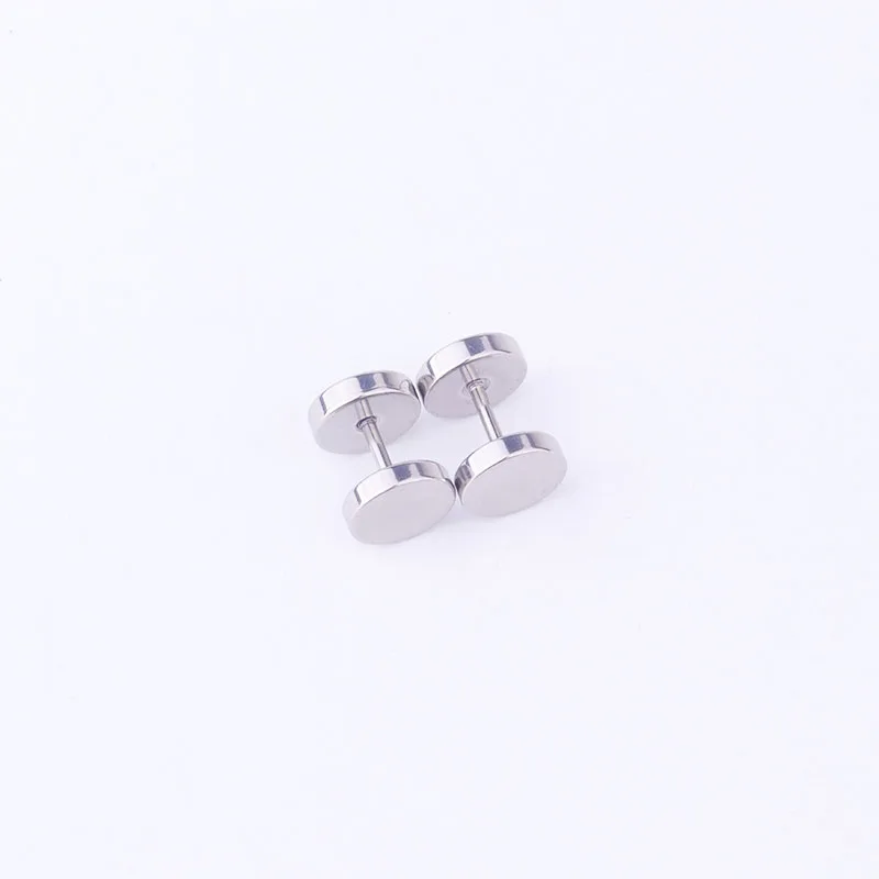silver Продаем наборы для ухода за кожей 2 шт. 6/8/10/12 мм Титан анодированный Нержавеющая сталь ухо имитация Пирсинга Ушей Вилки тоннелей серьги-гвоздики для женщин и мужчин - Окраска металла: silver