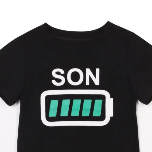PUDCOCO Matching Set Cotton Mommy Son Me Baby 0-4T Kids Clothes Boys Battery T-shirt Tops Outfits | Мать и ребенок