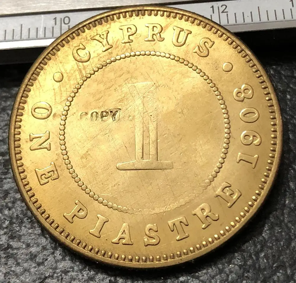 1908 Cyprus 1 iastre-edard VII бронзовая имитация монеты