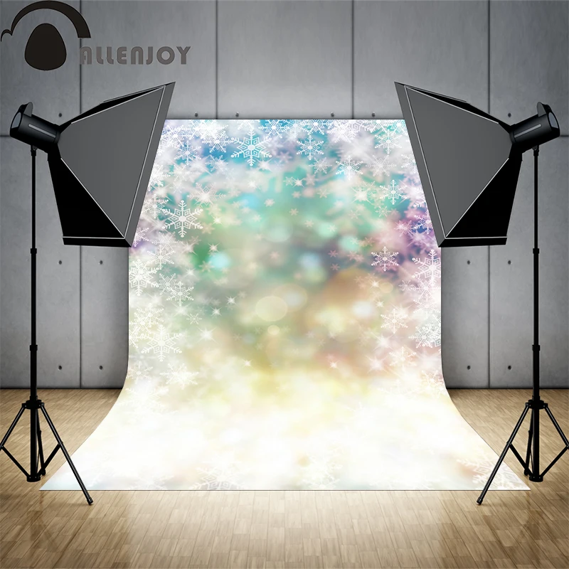 Фон для фотосъемки Allenjoy Блестящий зимний снежинки пастельный фон Виниловый |