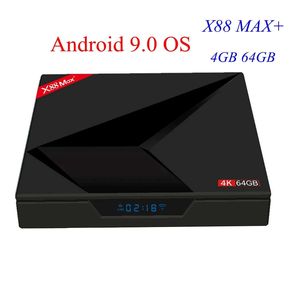 X88 MAX Plus Android 9,0 Smart tv Box Rockchip RK3318 Четырехъядерный 4 Гб 64 Гб 2,4G/5G двойной WiFi USB3.0 BT4.0 4K H.265 медиаплеер